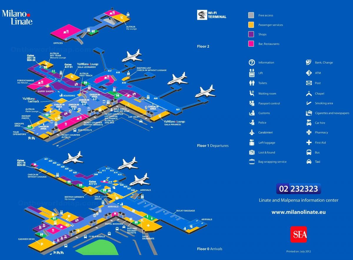 Mapa de la terminal del aeropuerto de Milán
