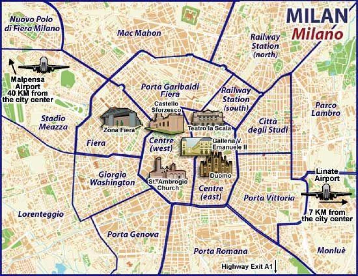Mapa de los barrios de Milán