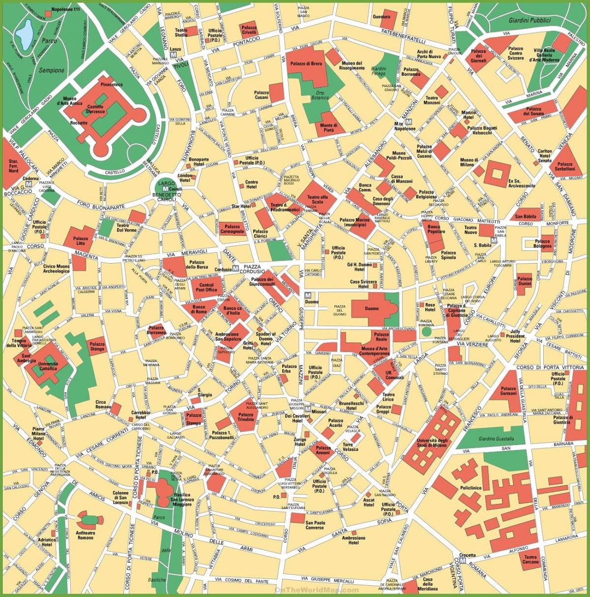 Mapa del centro de Milán